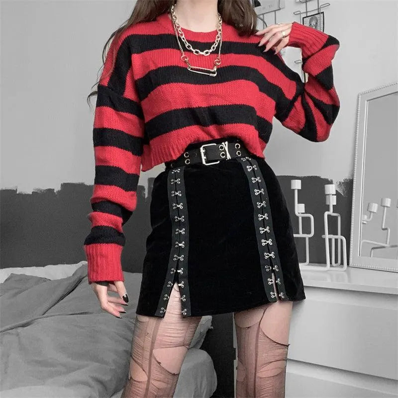 Red and Black Striped Sweater