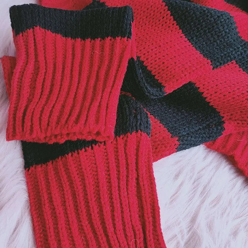 Red and Black Striped Sweater