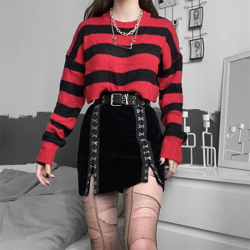Red and Black Striped Sweater