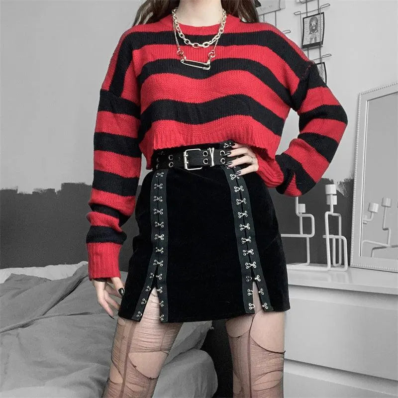 Red and Black Striped Sweater