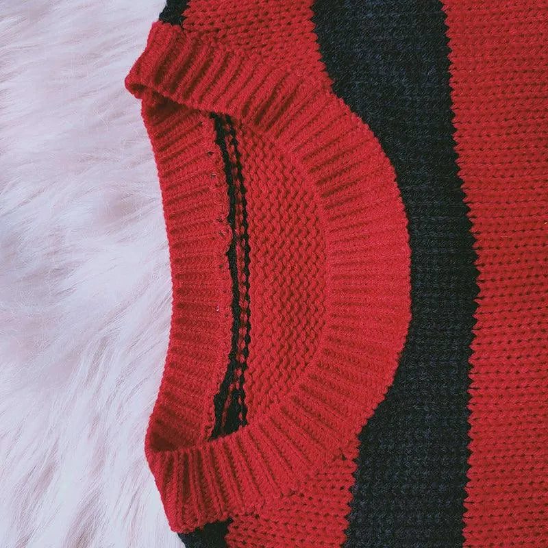 Red and Black Striped Sweater