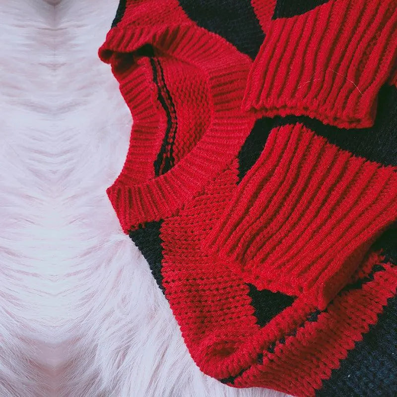 Red and Black Striped Sweater