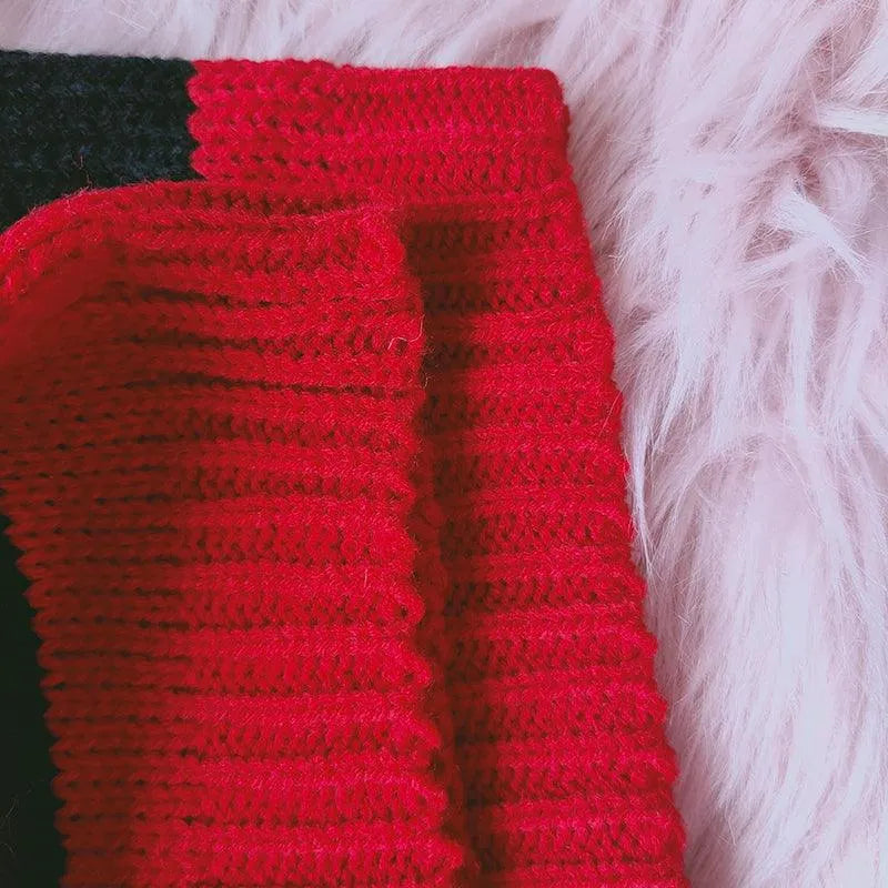 Red and Black Striped Sweater