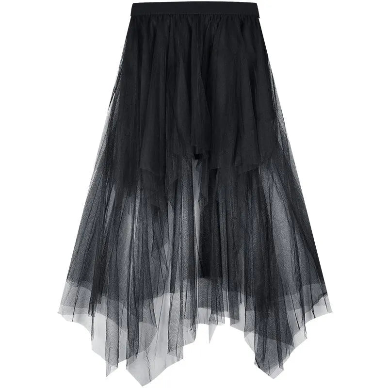 Irregular Designed Mesh Lace Skirt