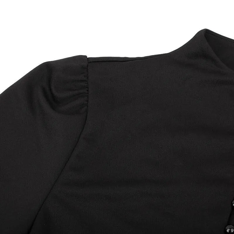 Button Line A-line Pleated Dress