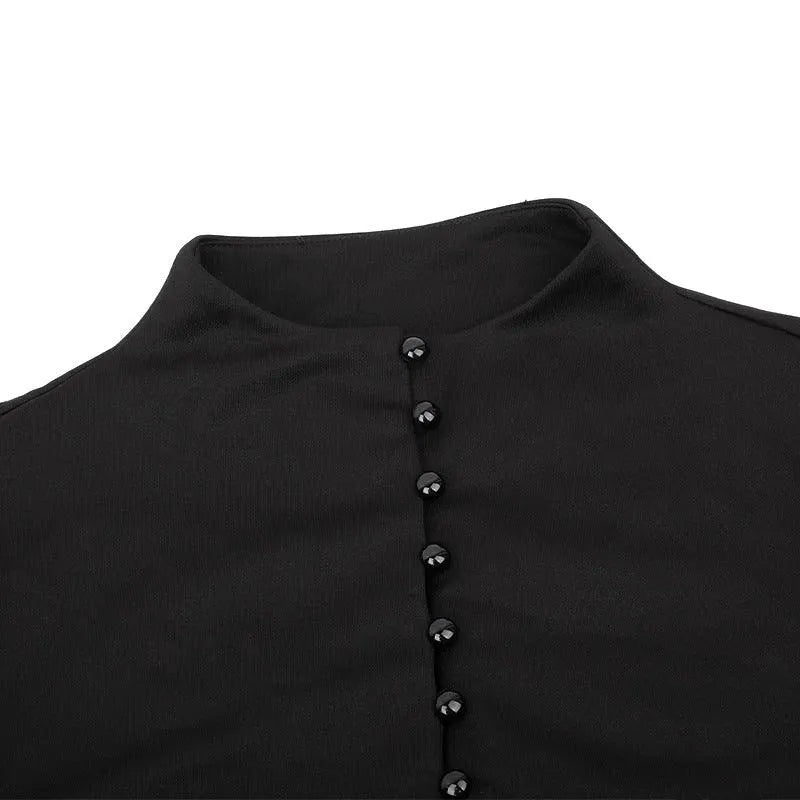 Button Line A-line Pleated Dress