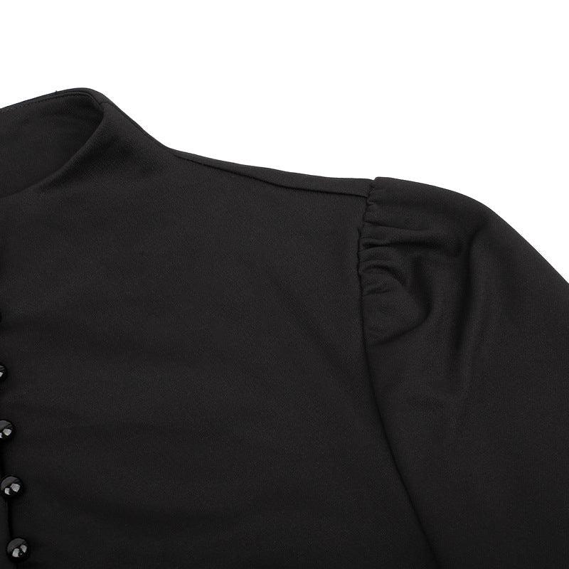 Button Line A-line Pleated Dress