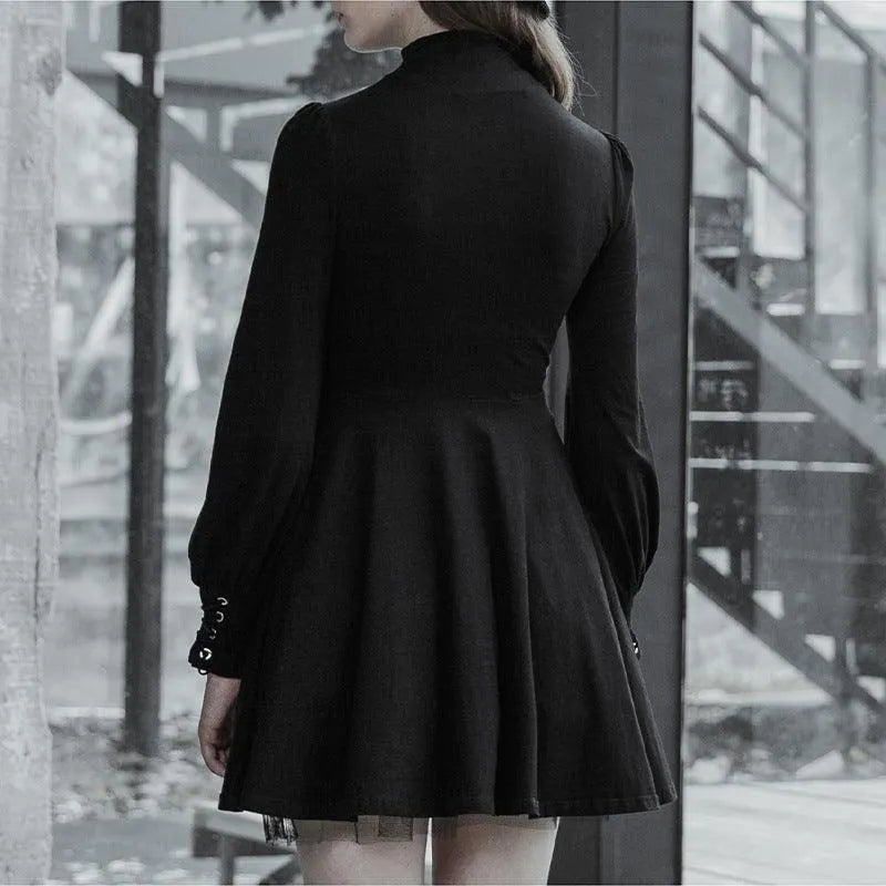 Button Line A-line Pleated Dress