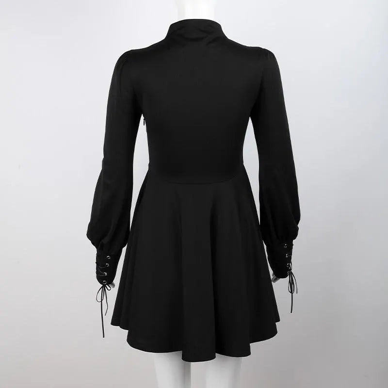Button Line A-line Pleated Dress