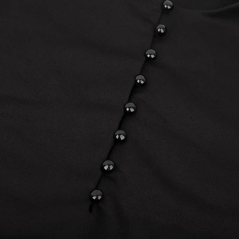 Button Line A-line Pleated Dress