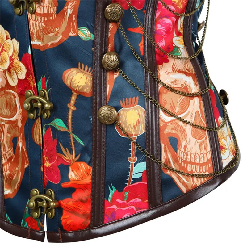 Gothic Skull Court Firm Tummy Corset