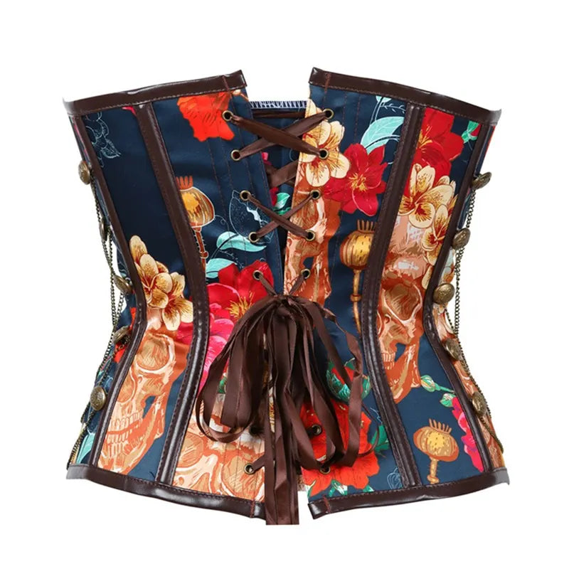 Gothic Skull Court Firm Tummy Corset