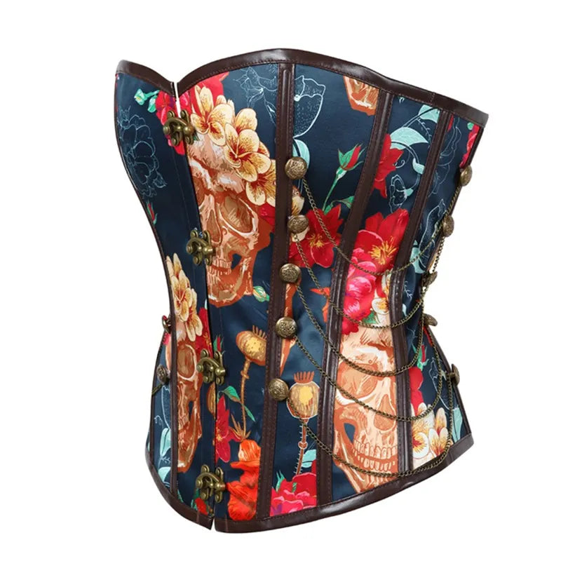 Gothic Skull Court Firm Tummy Corset