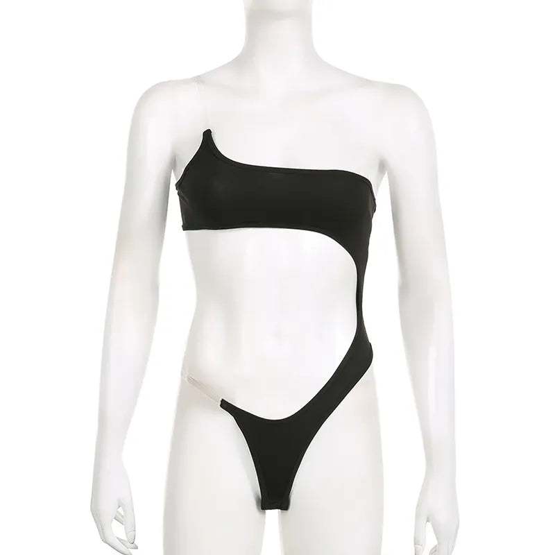 Asymmetric Invisible Halter One-shoulder Bikini