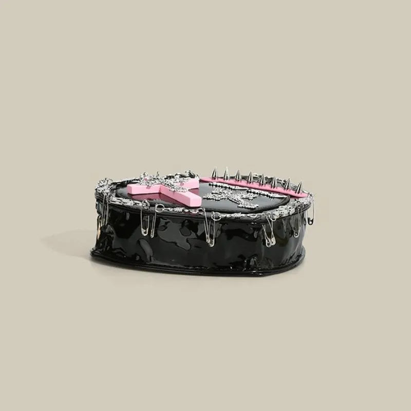 Cross Rivet Heart Shaped Bag