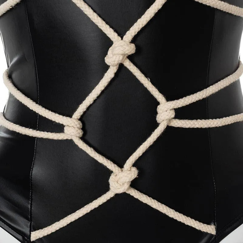 PU Straps Tight Bodysuit
