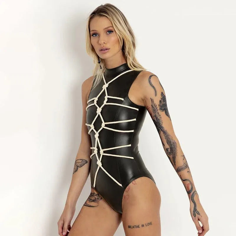 PU Straps Tight Bodysuit
