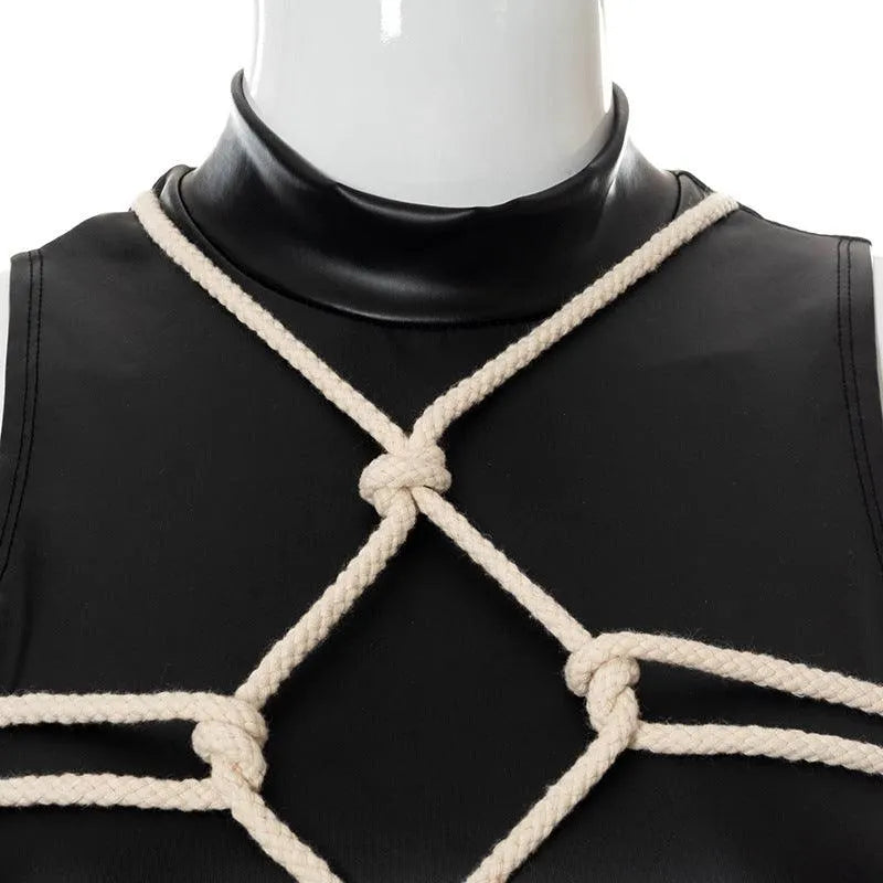 PU Straps Tight Bodysuit
