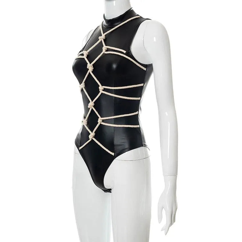 PU Straps Tight Bodysuit