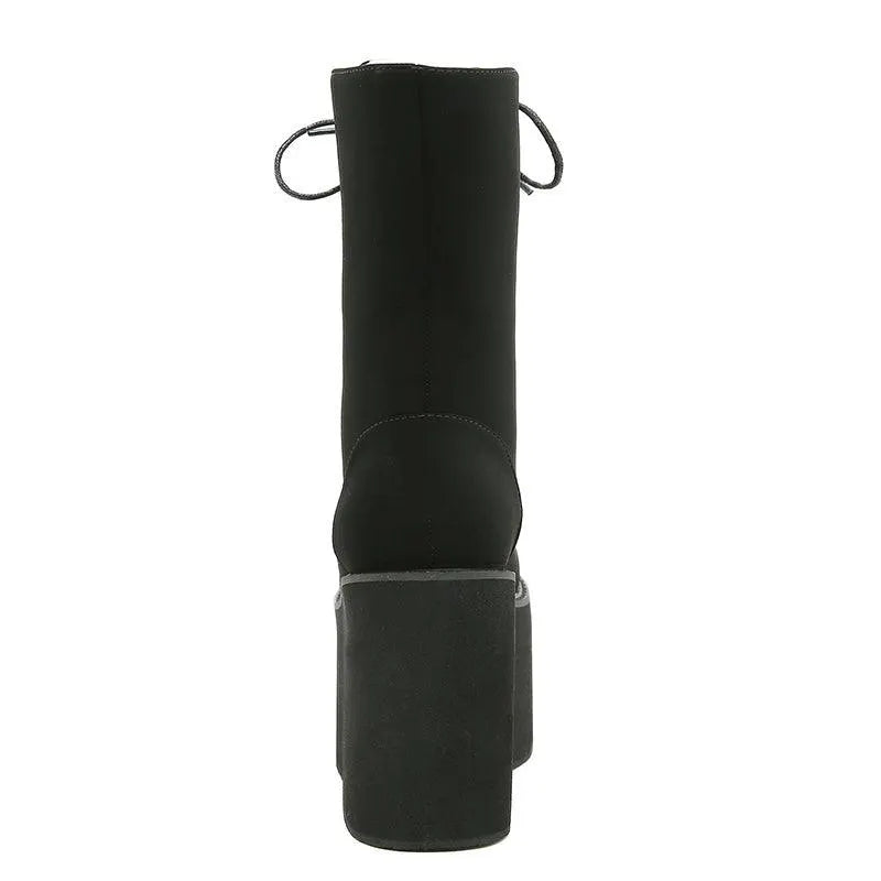 Round Toe High Platform Boots