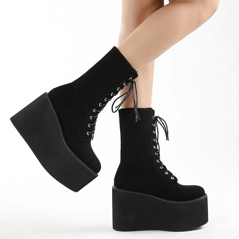 Round Toe High Platform Boots