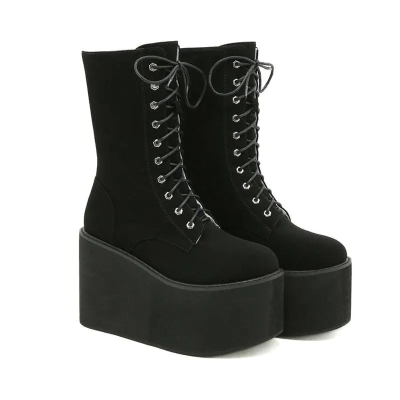 Round Toe High Platform Boots
