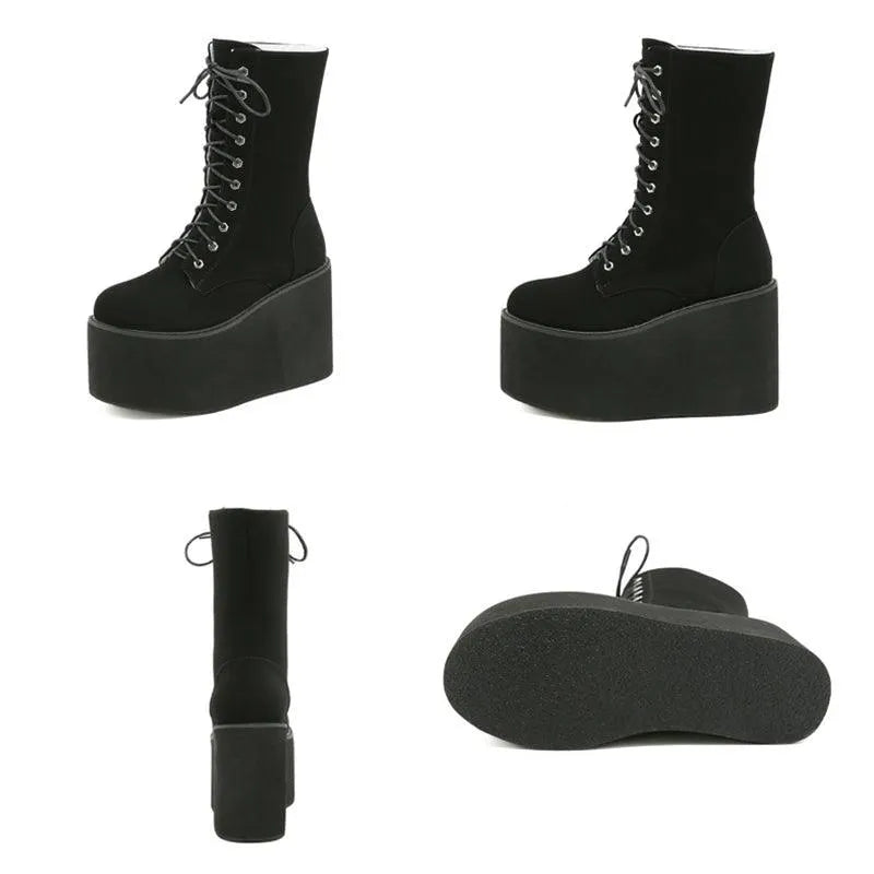 Round Toe High Platform Boots
