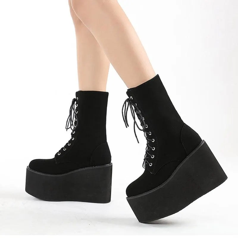 Round Toe High Platform Boots