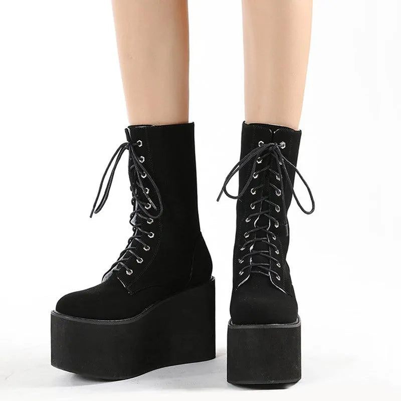Round Toe High Platform Boots