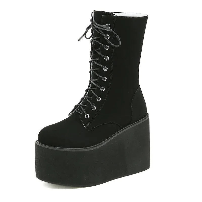 Round Toe High Platform Boots