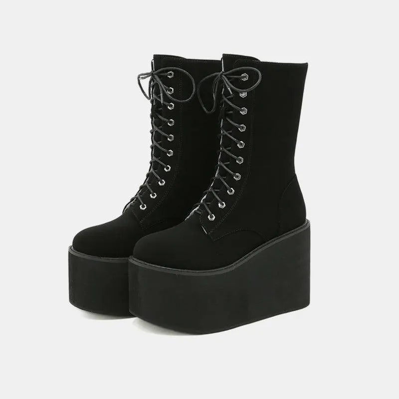 Round Toe High Platform Boots