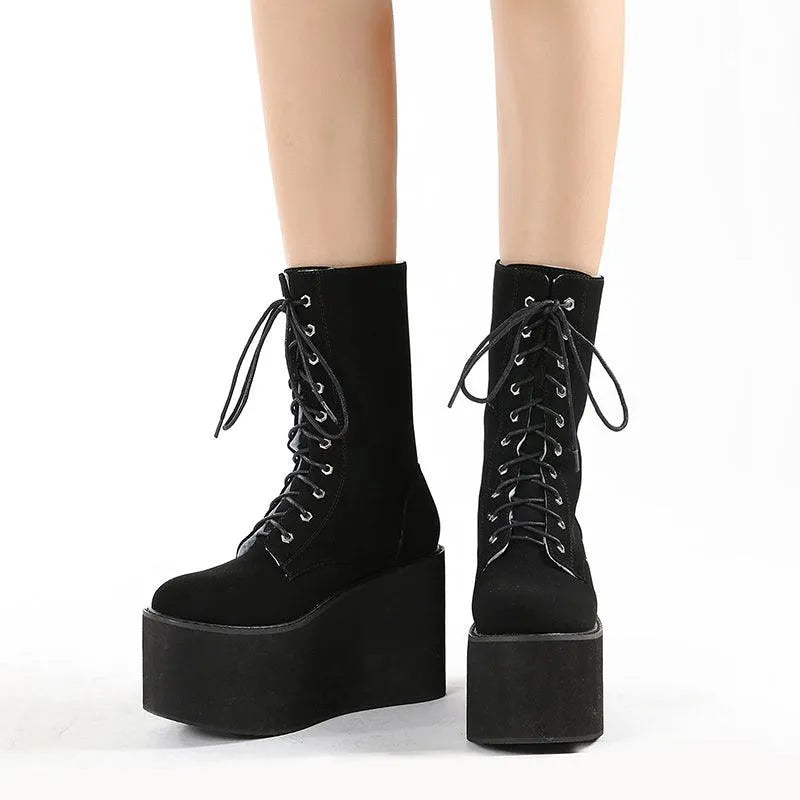 Round Toe High Platform Boots