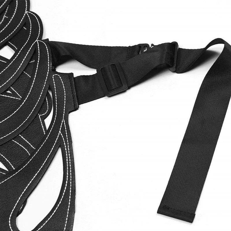 Sternum Embroidery Skeleton PU Vest