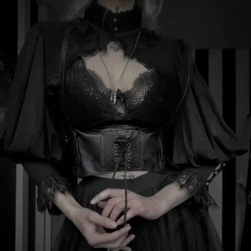 Gothic High Neck Laced Top