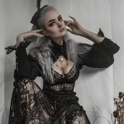 Gothic High Neck Laced Top