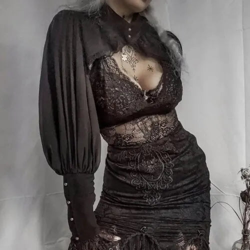 Gothic High Neck Laced Top