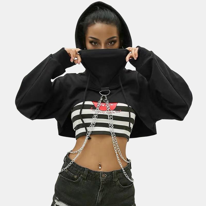 Punk Suspender Cropped Hoodies