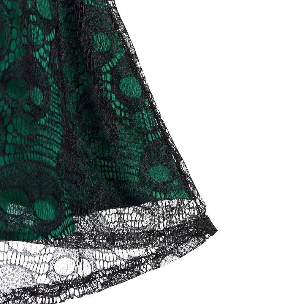 Skulls Lace Mesh Sling Strap Dress