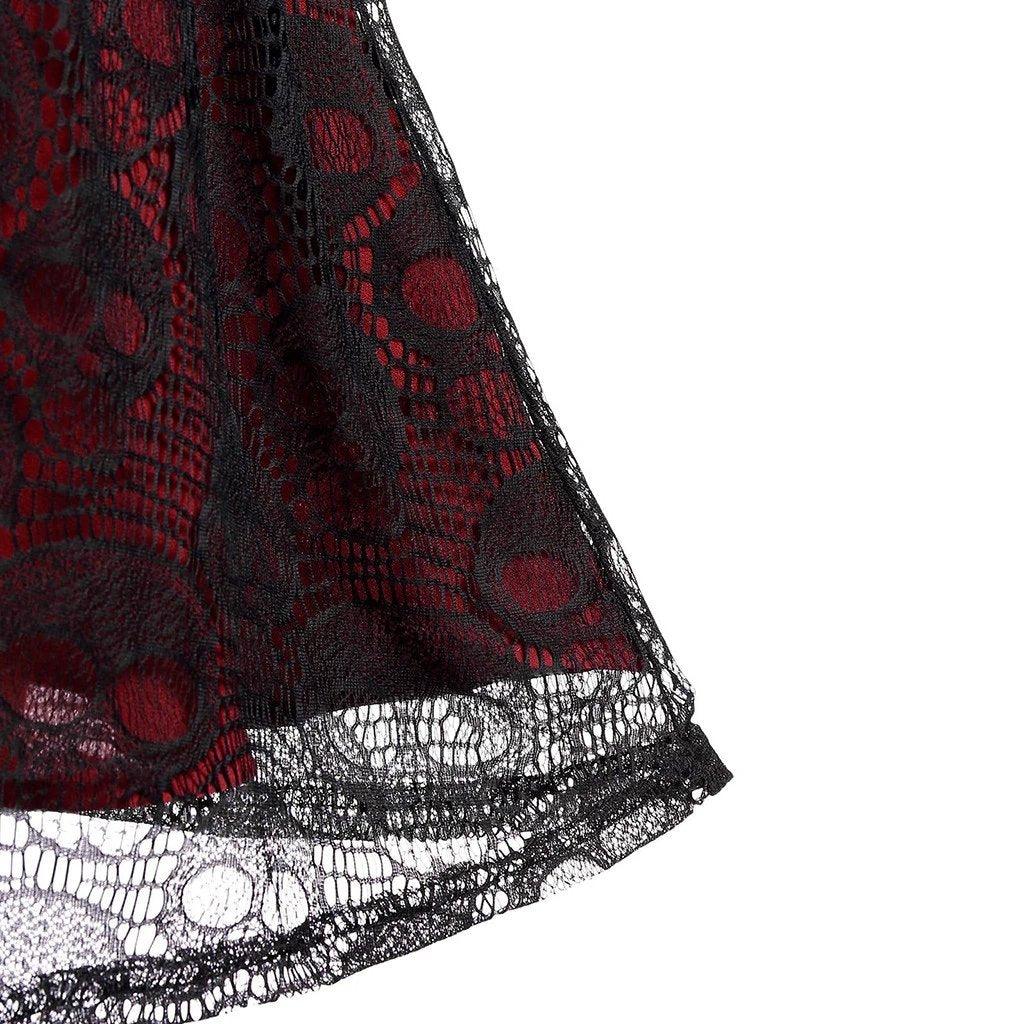 Skulls Lace Mesh Sling Strap Dress
