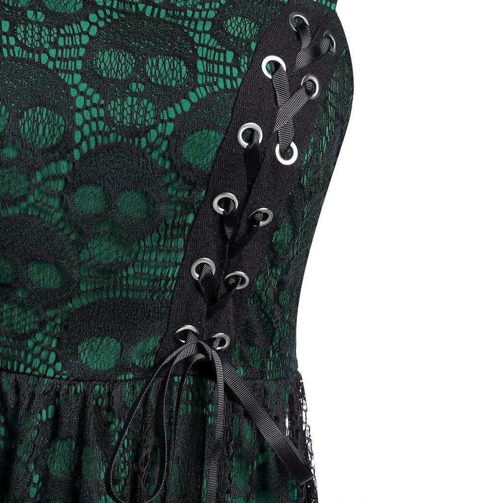 Skulls Lace Mesh Sling Strap Dress