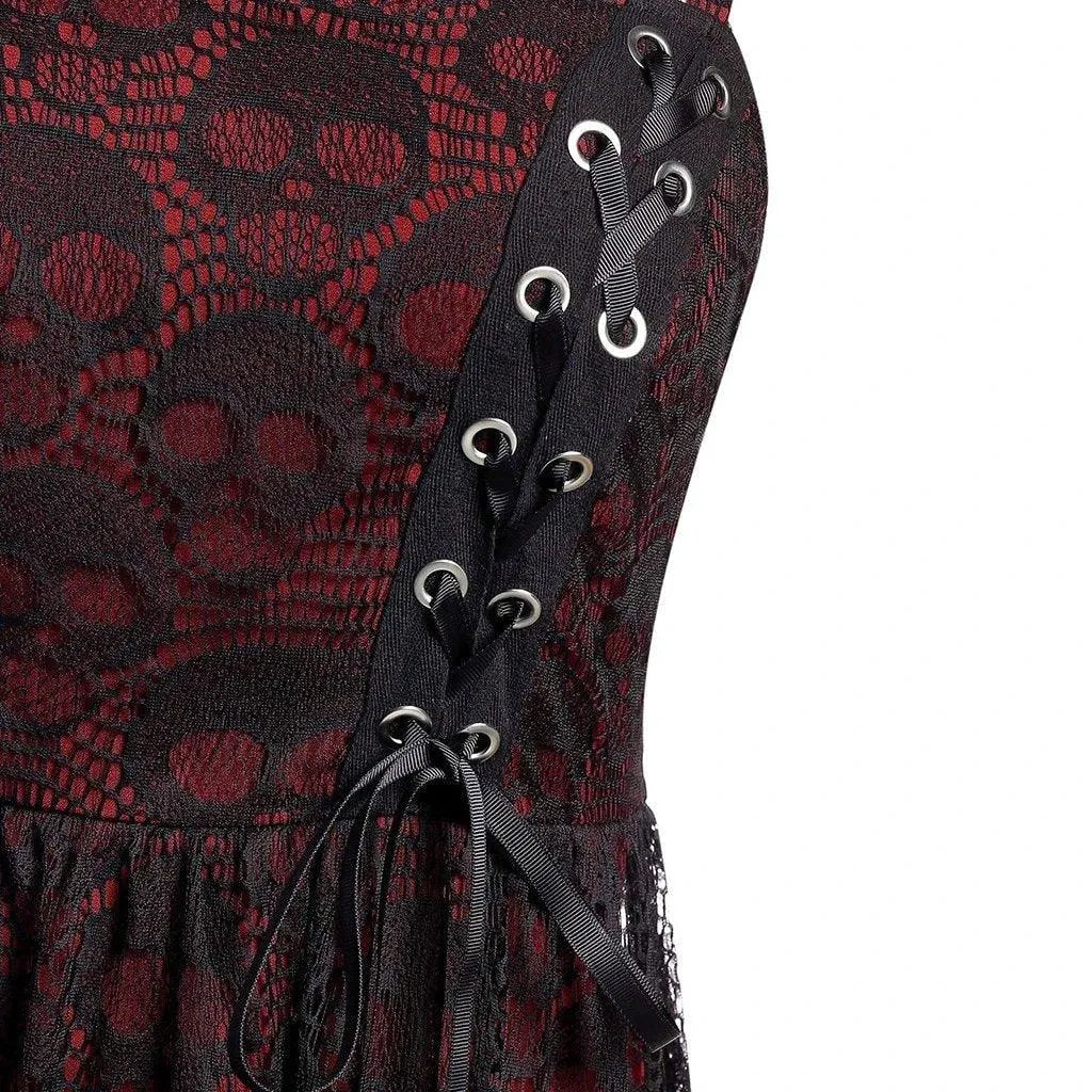 Skulls Lace Mesh Sling Strap Dress