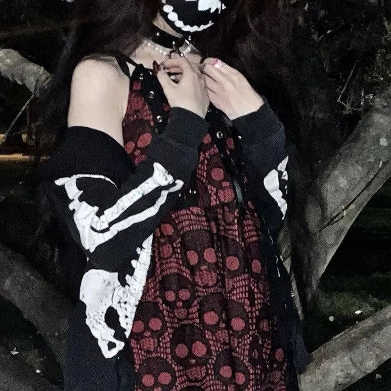 Skulls Lace Mesh Sling Strap Dress