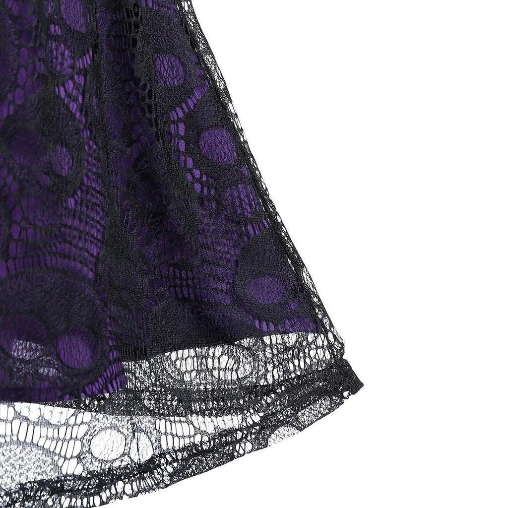 Skulls Lace Mesh Sling Strap Dress