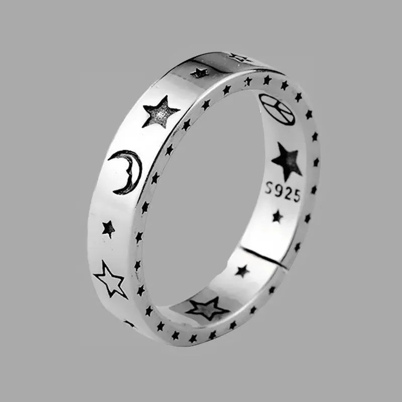 Star Moon Smiley Ring