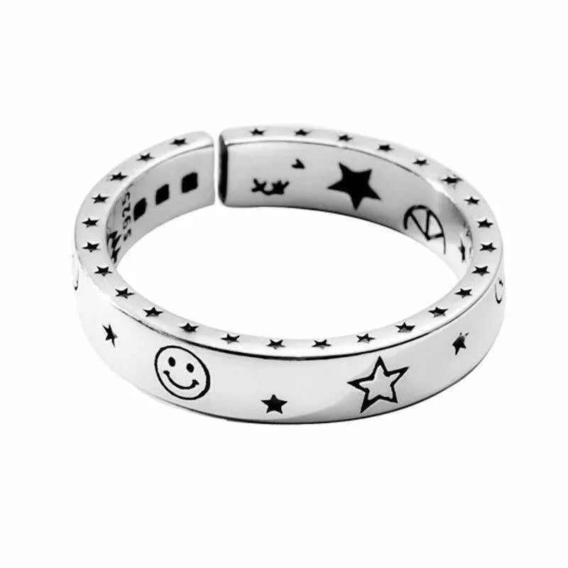 Star Moon Smiley Ring
