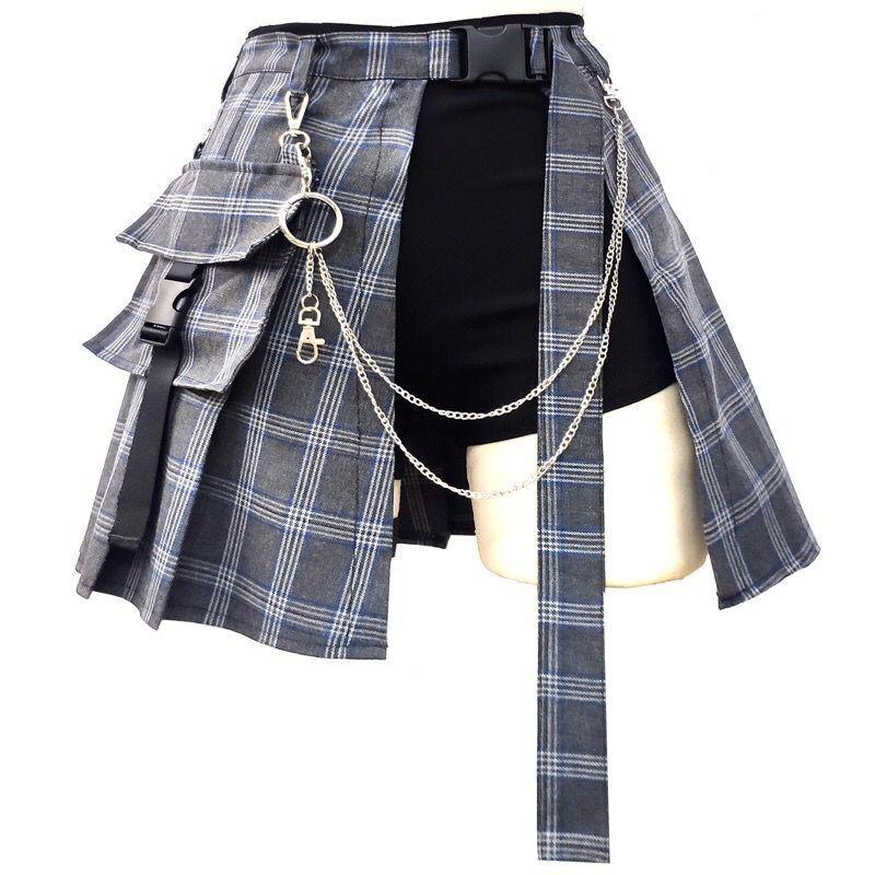 Chained Pocket High Waist Skirt