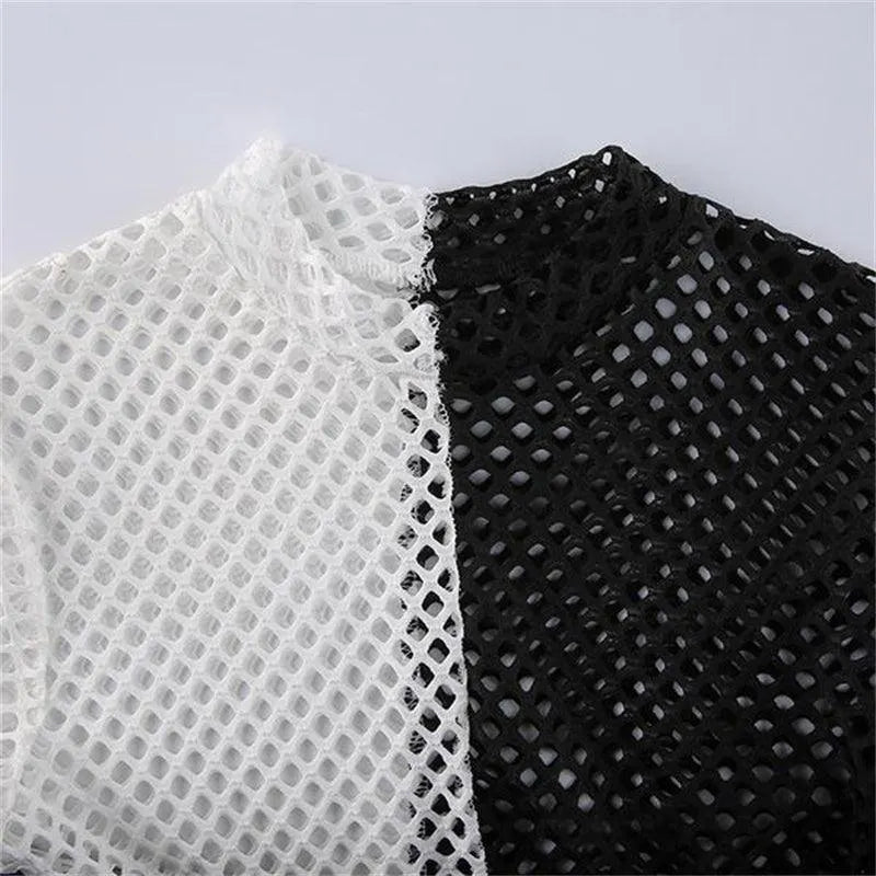 Gothic Black and White Mesh Top