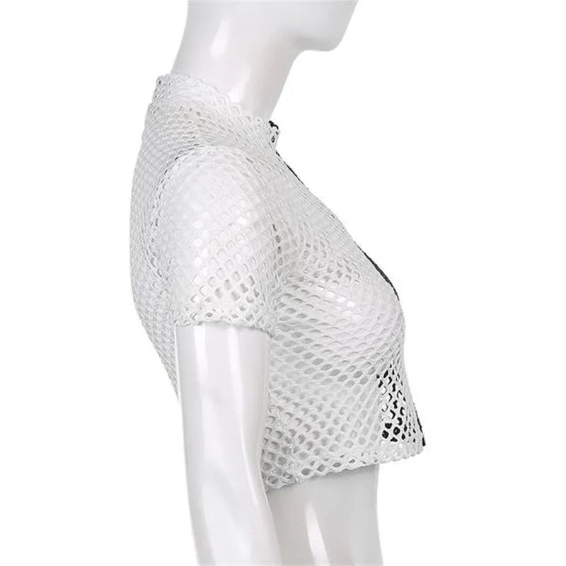 Gothic Black and White Mesh Top