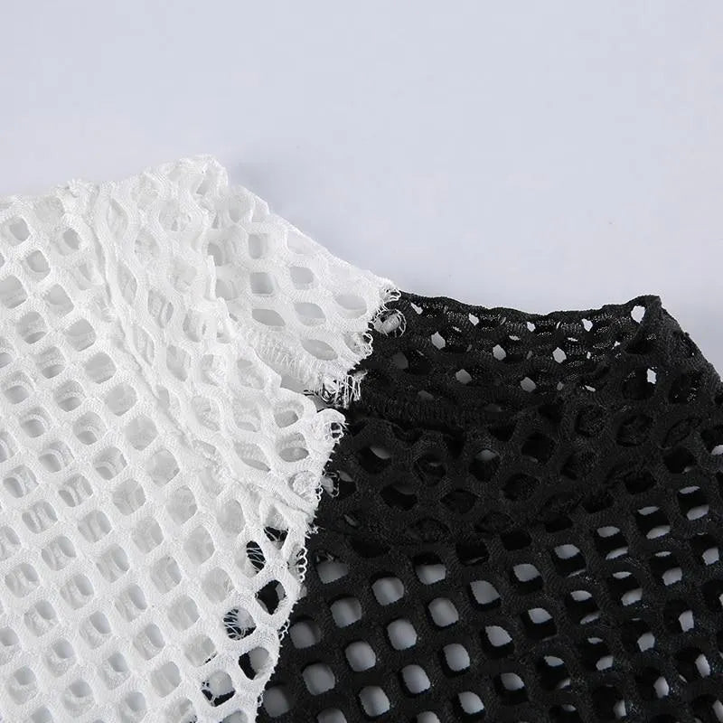 Gothic Black and White Mesh Top