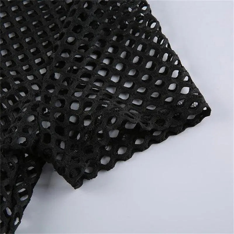 Gothic Black and White Mesh Top